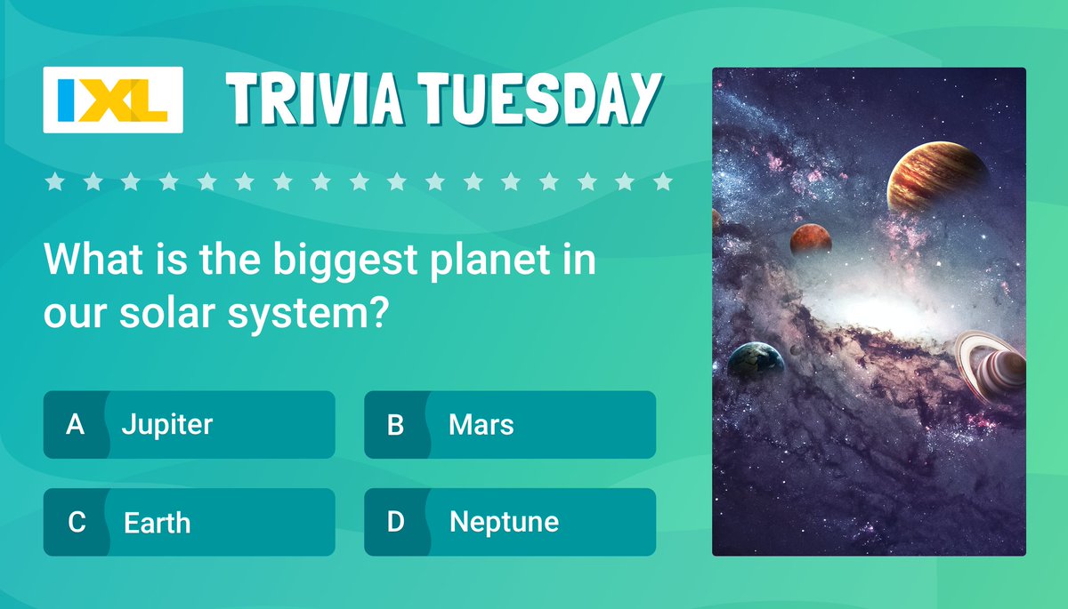 IXLLearning's tweet photo. Eleven Earths could fit across this planet's equator! #TriviaTuesday https://t.co/Lu9sfd5iSO