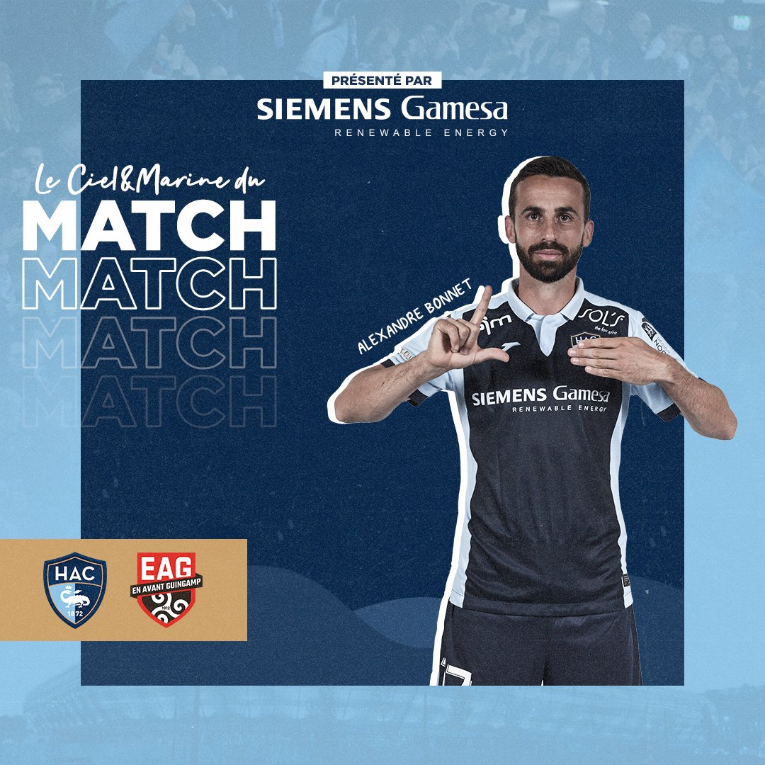 HAC_Foot's tweet photo. 🏆 𝗟𝗲 𝗖𝗶𝗲𝗹&amp;𝗠𝗮𝗿𝗶����𝗲 𝗱𝘂 𝗺𝗮𝘁𝗰𝗵 𝗮𝘃𝗲𝗰 @SiemensGamesaFr 

🥁🥁🥁 ...

Vous avez élu notre capitaine, 𝘼𝙡𝙚𝙭𝙖𝙣𝙙𝙧𝙚 𝘽𝙤𝙣𝙣𝙚𝙩 comme homme du match face à @EAGuingamp ! 👏🏻 https://t.co/ZpT3NVuB12