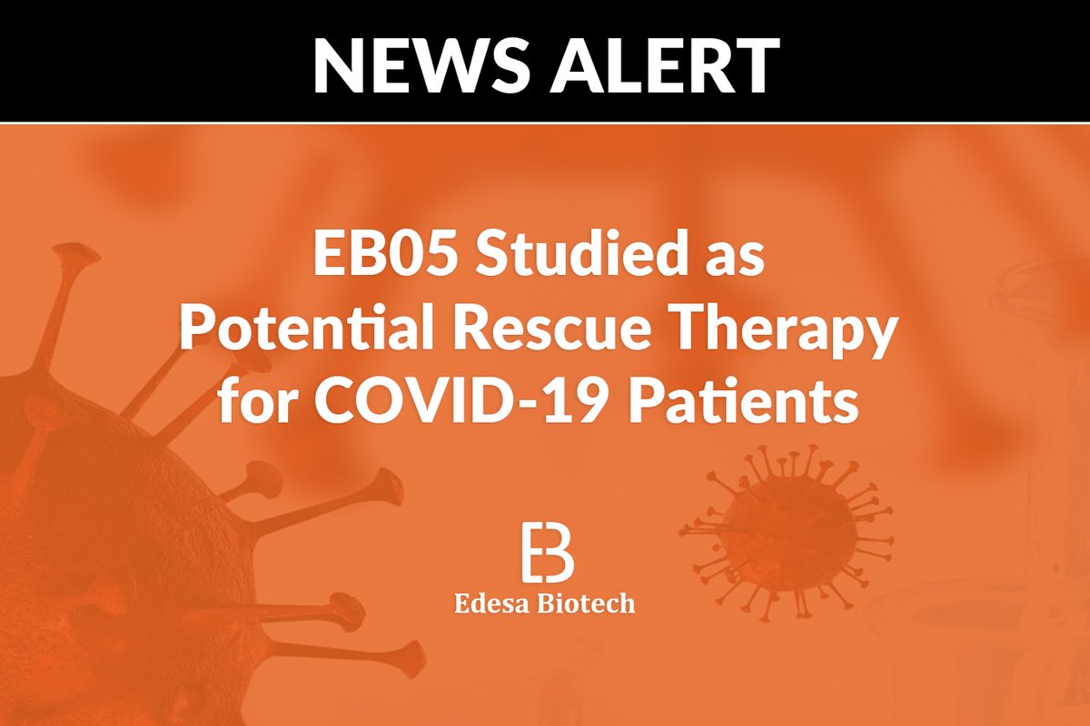 EdesaBiotech's tweet photo. $EDSA has received approval from #FDA & #HealthCanada to study its investigational drug EB05 as a potential #rescuetherapy for critically ill #COVID19 patients. The sub-study will be added to Edesa’s ongoing international Phase 2/3 #clinicaltrial for #ARDS https://t.co/aPd2B9iLky https://t.co/BwJl8ll89b
