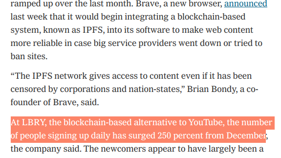 The New York Times top tech story today is about LBRY

nytimes.com/2021/01/26/tec…

(archive: archive.is/OeiiX)

More comments 👇