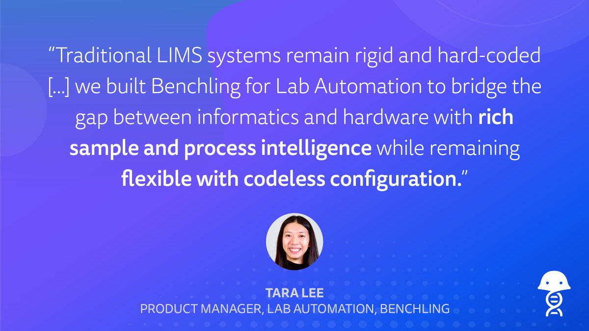 benchling's tweet photo. This morning at #SLAS2021, Tara Lee, PM at Benchling, shares how Benchling for Lab Automation is accelerating the next generation of life sciences R&amp;D, as well as how this product enabled organizations like @DTU and @Corteva to rapidly pivot to #COVID19 testing workflows. https://t.co/7GVAktVIxT