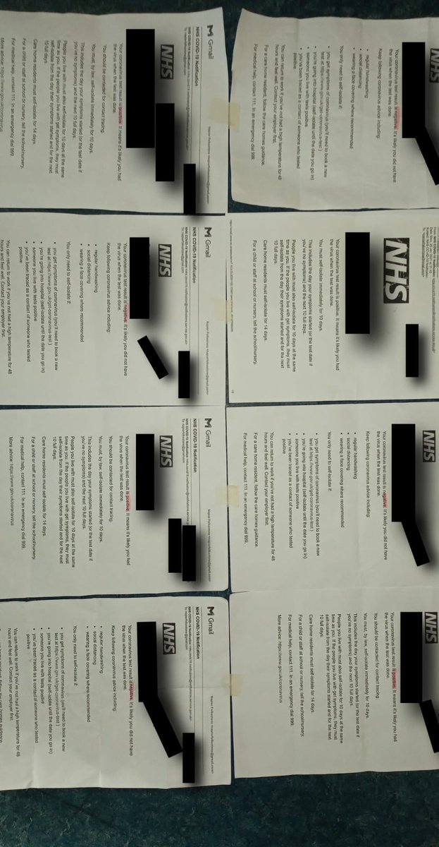 An asylum seeker in Napier Barracks has just sent me this photo of 8 Covid test result letters: 4 positive and 4 negative. These 8 people all have to sleep in the same dorm (along with 6 others).

'They've just left us to all get sick,' said the man, who has just tested positive