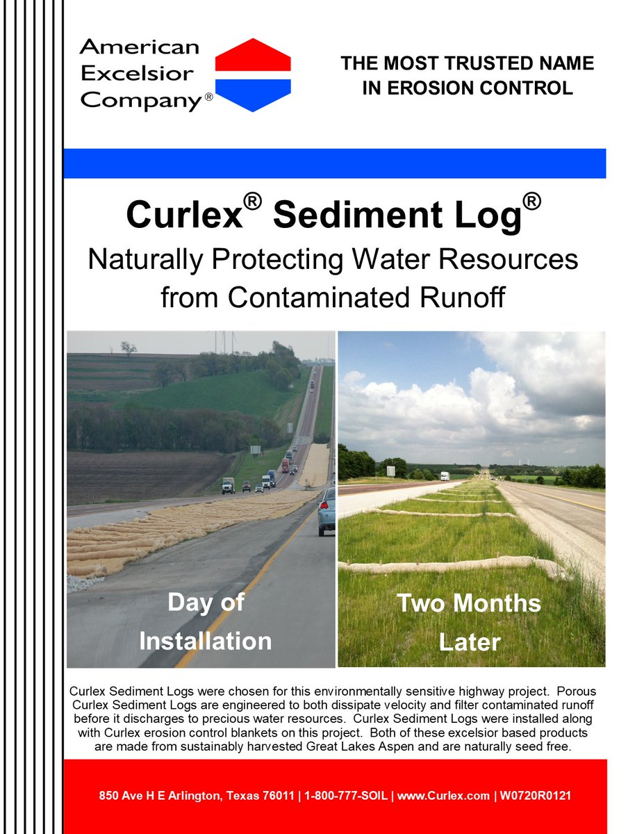 American Excelsior (@aexcelsior) on Twitter photo Curlex® Sediment Log® naturally protects water resources from contaminated runoff. Porous Curlex Sediment Logs are engineered to both dissipate velocity and filter contaminated runoff before it discharges to precious water resources. bit.ly/CurlexSedLog <a href="/AExcelsior/">American Excelsior</a> Curlex® Sediment Log® naturally protects water resources from contaminated runoff. Porous Curlex Sediment Logs are engineered to both dissipate velocity and filter contaminated runoff before it discharges to precious water resources. bit.ly/CurlexSedLog <a href="/AExcelsior/">American Excelsior</a>