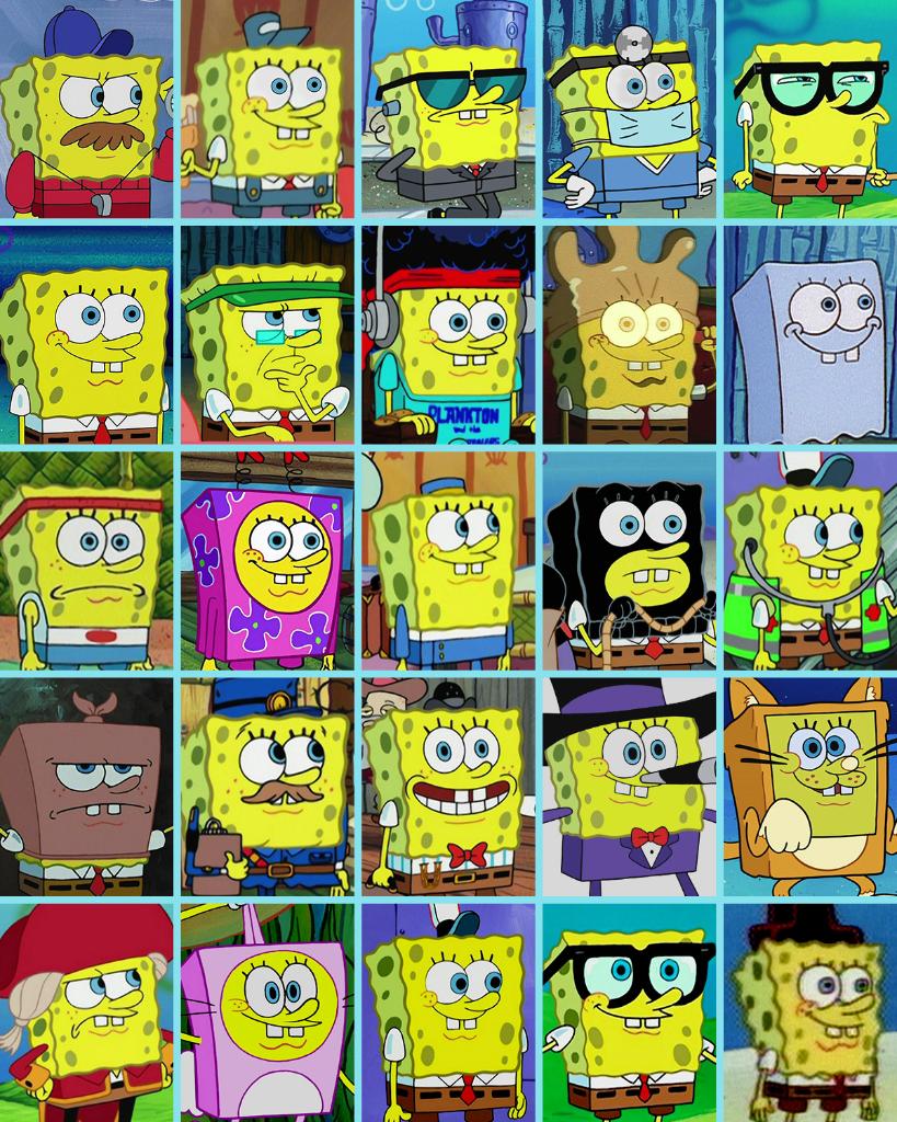 SpongeBob's tweet photo. only SpongeBob could pull off all these lewks https://t.co/5TDytAFIhg