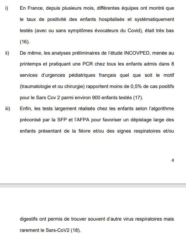 et pour finir, ils affirment, contre les chiffres de  @SantePubliqueFr qu'il n'y a pas de sous-dépistage des enfants en France car sur ~ 900 enfants hospitalisés pour raisons diverses, et au printemps, le taux de positivité des enfants était très bas"14/21