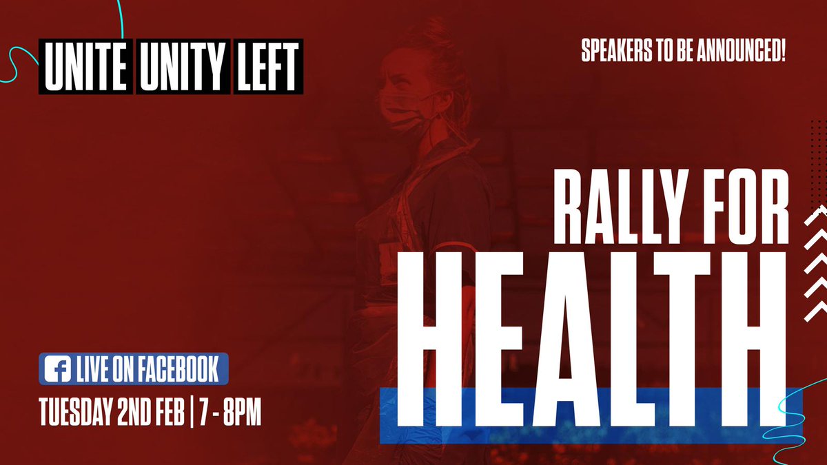 Unite_UnityLeft's tweet photo. #RallyForHealth Event 💙
We talk to our @UniteinHealth members & conveners on the frontline in the fight against #Covid_19
📆 - Tues 2nd Feb
⏰ - 7.00 pm
🔗 to follow #FacebookLive https://t.co/axaLdGb6LW