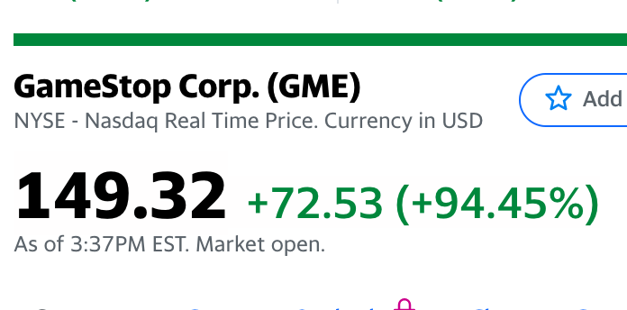 Up nearly 100% just today, after being up about 100% yesterday lol tell me we're not in a bubble