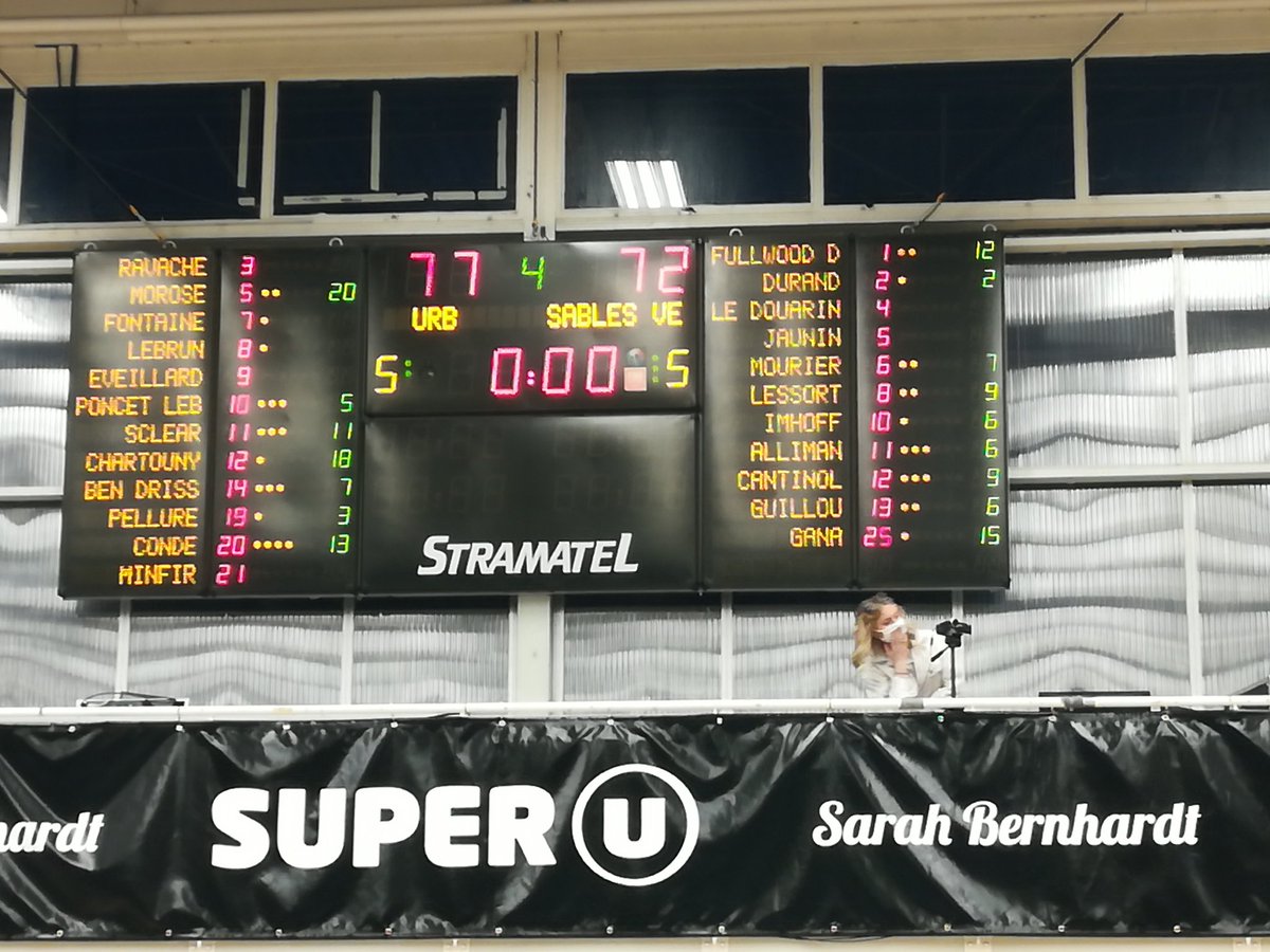 [Match URB vs Les Sables]
Fin du match, victoire de Rennes 
77-72
#URBGo #TousRennais