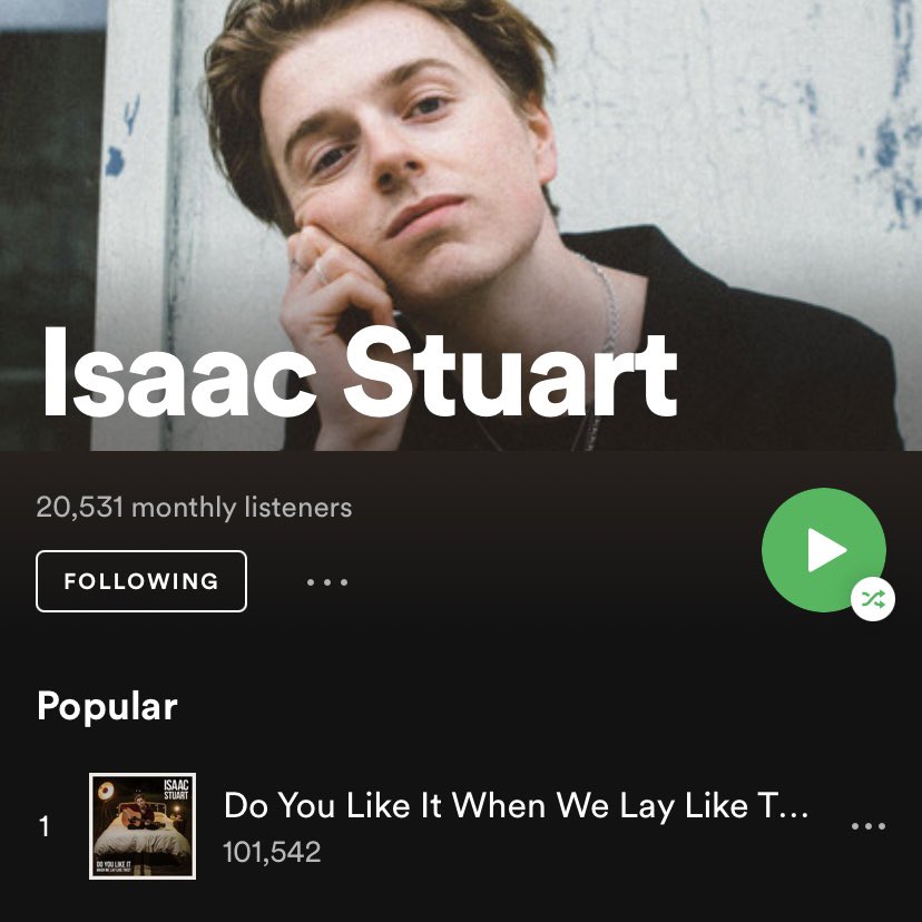IsaacStuart1's tweet photo. OMG! My debut single now has over 100,000 streams on @Spotify 😱 Can’t believe a song i wrote when i was 17 has been listened to so much! Next ones out this friday and i can’t wait for you to hear it! Thanks to all who have listened and supported so far Xx 🥀 https://t.co/gajPNobOEe