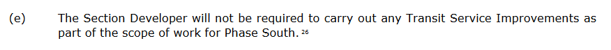 3/ Let's look at some of the key assumptions in the RFP. Exhibit 18 states that the concessionaire doesn't have to carry out any transit improvements on Phase 1 South because MDOT doesn't yet know what service it wants. But they can just figure that out later... right?