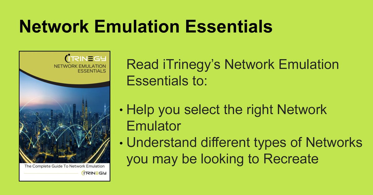 iTrinegy's tweet image. Which Network Emulator is Right for You? The latest version of our comprehensive guide to Network Emulation will help you select the right one for your particular application testing requirements. okt.to/akfJP4 #networkemulation #networkemulator