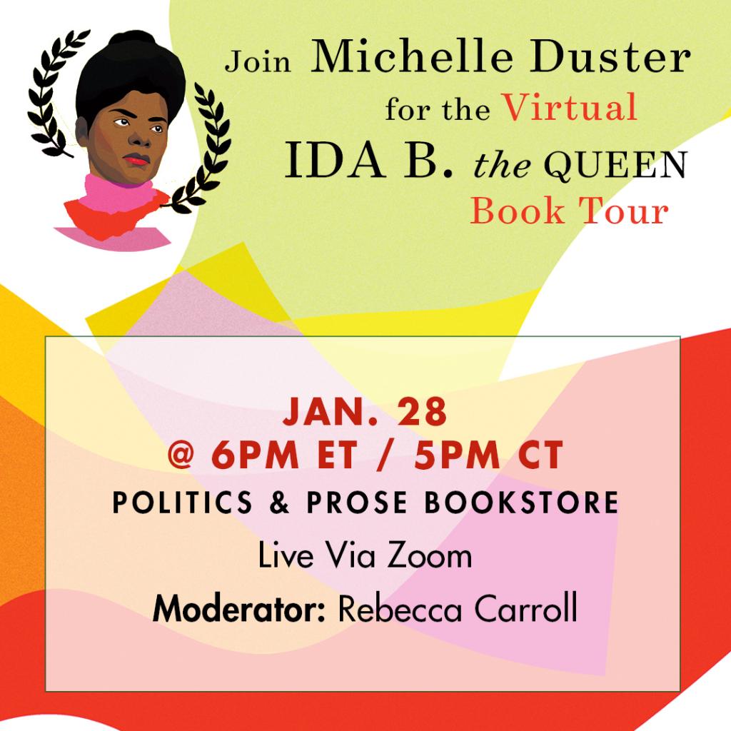 AtriaBooks's tweet photo. #IdaBtheQueen is out now! And author @MichelleDuster will be in conversation with @rebel19 (of WNYC and #SurvingtheWhiteGaze author) this Thursday @ 6pm EST to discuss life and legacy of Ida B. Wells. Hosted by @PoliticsProse. Register for the event here: https://t.co/UknQmYeC6E https://t.co/nbMwnOhLDT