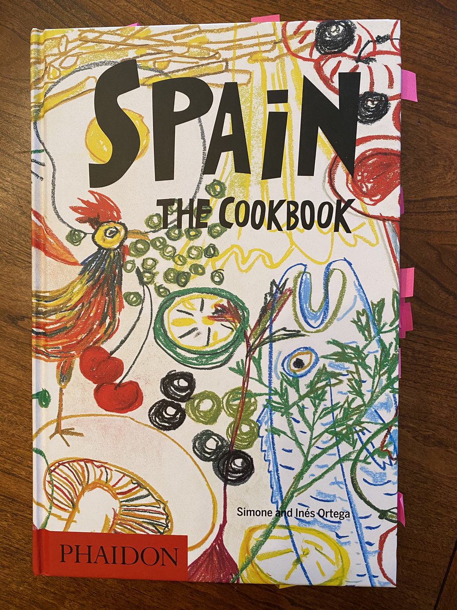 KenDortzbach's tweet photo. For a comprehensive look at Spanish cooking, I love “Spain — The Cookbook” by Simone and Inés Ortega.  This is my well-tabbed and well-used copy. It helped inspire some of the dishes in my novel “Finding Hemingway!” https://t.co/Hc8x35B4Wg