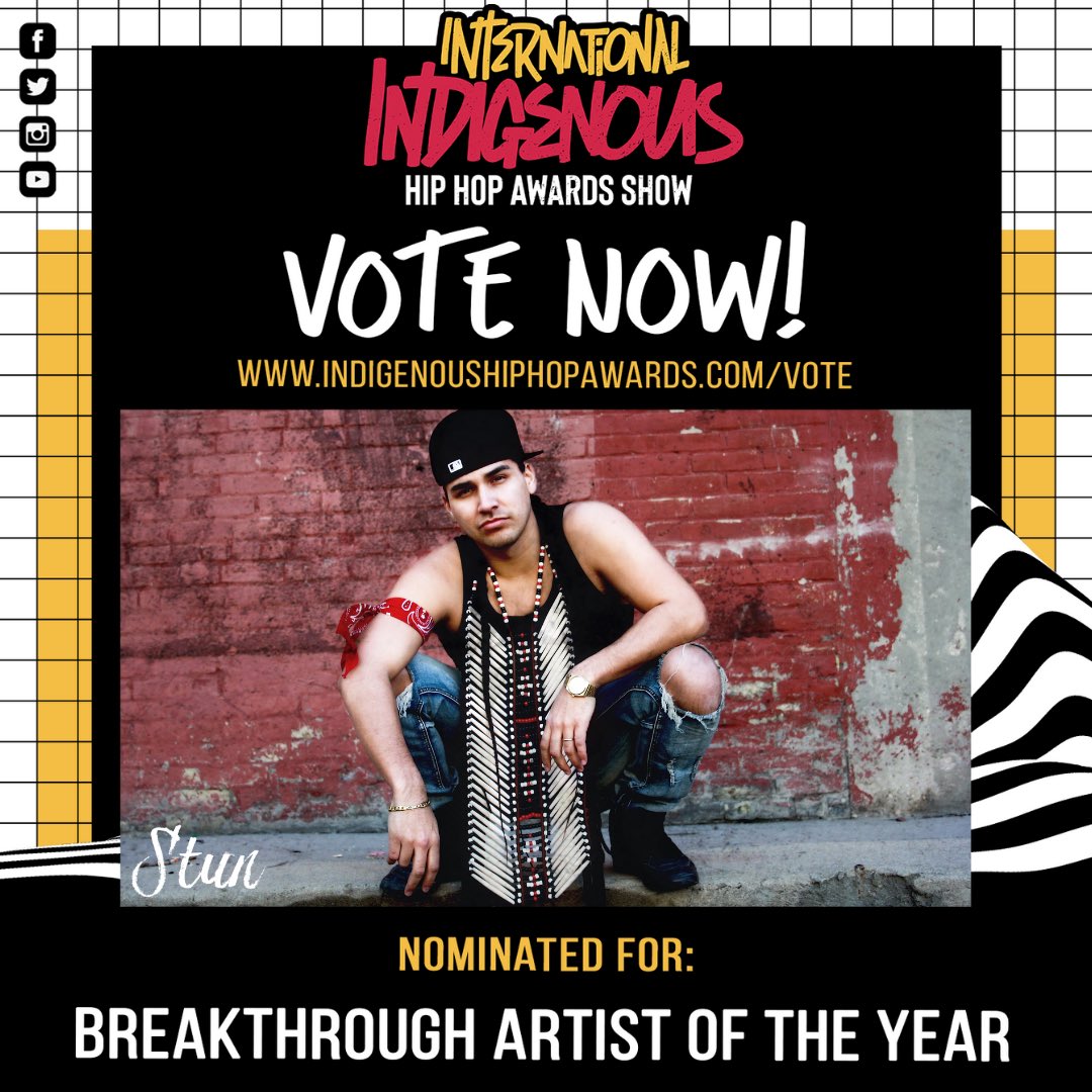 TheStunOfficial's tweet photo. Very much honoured that i’ve been nominated for #BreakthroughArtistOfTheYear 🔥 at @indigenousHHAS. Please vote by clicking the link: https://t.co/LQ9p3IpoKu
Thanks to all that have already been supportive of the movement. 🤘🏽
#VOTESTUN #IIHHAS #BraidedUp #Indigenous https://t.co/NYRtSfZAxP