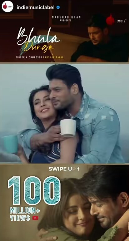 26) I love you both because you both are my marshmallows and today your first music video together crossed 100 million views..  @sidharth_shukla  @ishehnaaz_gill  #SidNaaz