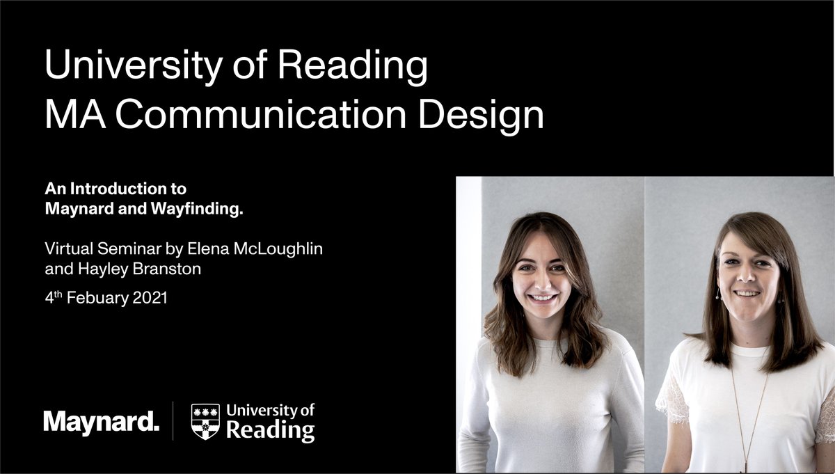 Maynard (@maynarddesign) on Twitter photo On 4th February, our Senior Wayfinding Designer Elena McLoughlin and Head of Wayfinding Hayley Branston, will be presenting University of Reading Students with an Introduction to Maynard and Wayfinding.
<a href="/UniRdg_Typo/">UniRdg Typography</a>
<a href="/UniRdg_News/">Reading Uni News</a>
#university #seminar #design #wayfinding On 4th February, our Senior Wayfinding Designer Elena McLoughlin and Head of Wayfinding Hayley Branston, will be presenting University of Reading Students with an Introduction to Maynard and Wayfinding.
<a href="/UniRdg_Typo/">UniRdg Typography</a>
<a href="/UniRdg_News/">Reading Uni News</a>
#university #seminar #design #wayfinding