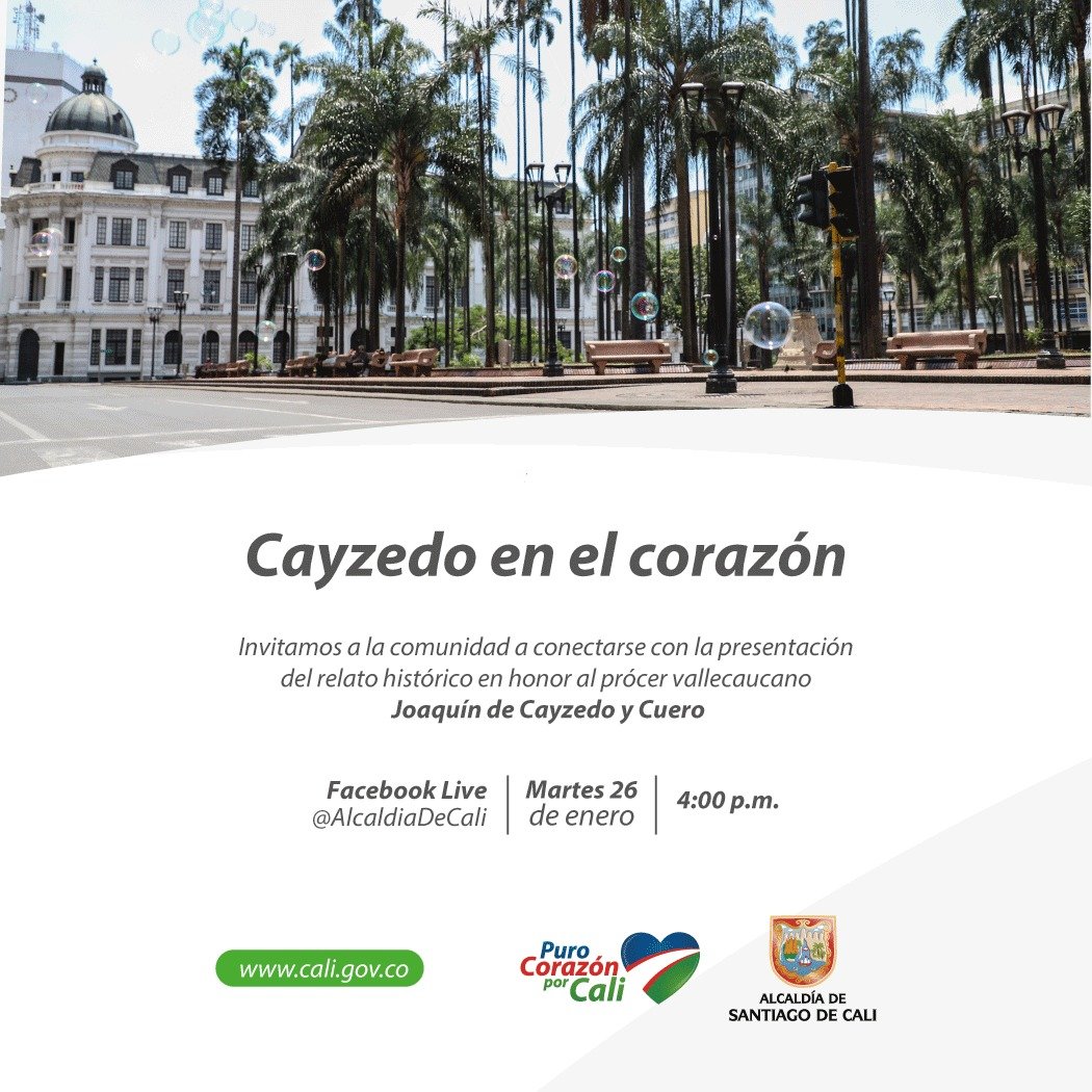 AlcaldiaDeCali's tweet photo. 💪Joaquín de Cayzedo y Cuero fue uno de quienes lideró el acta de independencia en la amada Cali el 3 de julio de 1810, 🗣️17 días antes de que se diera el grito en Bogotá.

Hoy conmemoramos su lucha y su valentía a las 4 p. m. por el Facebook Live de la @AlcaldiaDeCali.

💙❤️💚 https://t.co/A5loUoxEzP