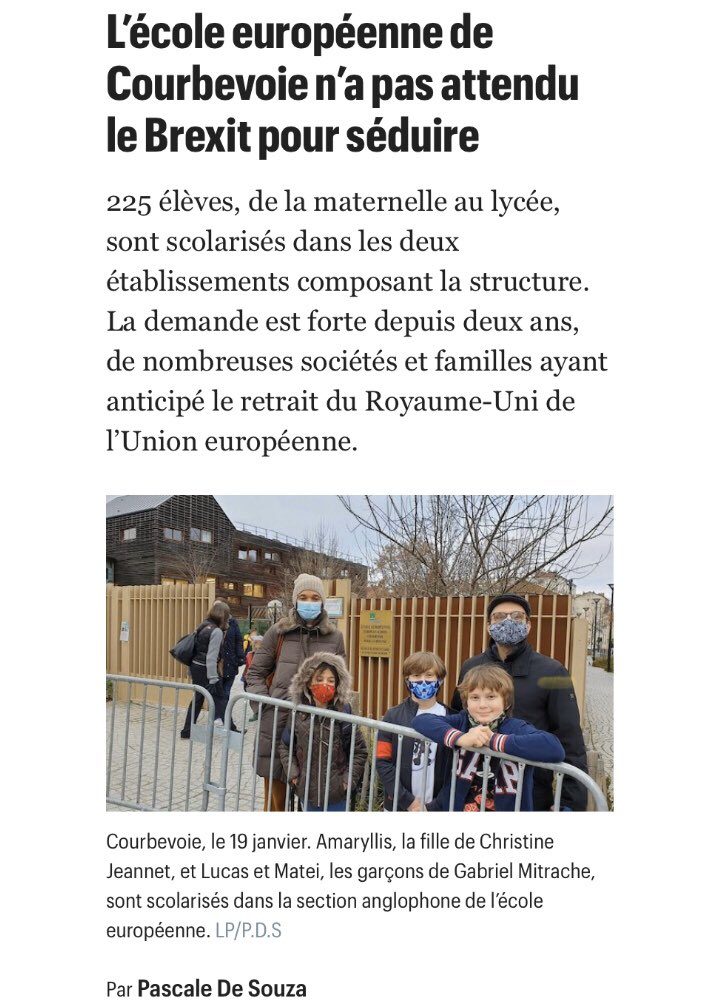 jakossowski's tweet photo. 🇪🇺 Merci @LeParisien_92 et @Pascale_DeSouza pour cet article relatant avec précision l’histoire et le fonctionnement de l’école européenne de #Courbevoie 🇪🇺. Quand l’Etat et une commune travaillent ensemble, les résultats sont évidents. @education_gouv @VilleCourbevoie https://t.co/eP52dy5tEE