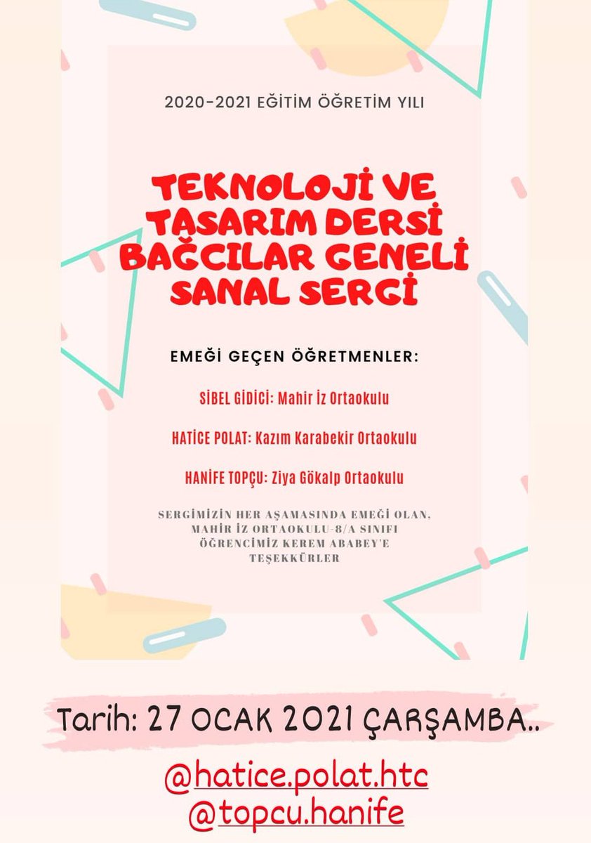 sibelgidici's tweet photo. 60'tan Fazla Proje İle Yarın Karşınızdayız😊

 Öğrencilerimizin Yaratıcı ve Özgün Nitelik İçeren Fikir ve Tasarımlarını Sizlerle Paylaşmak İçin Sabırsızlanıyoruz😇 Heyecanımıza Ortak Olacak Herkesi Yarın Sanal Sergimize Bekliyoruz ☺
@polat_haticee https://t.co/kzsQjFi3fl