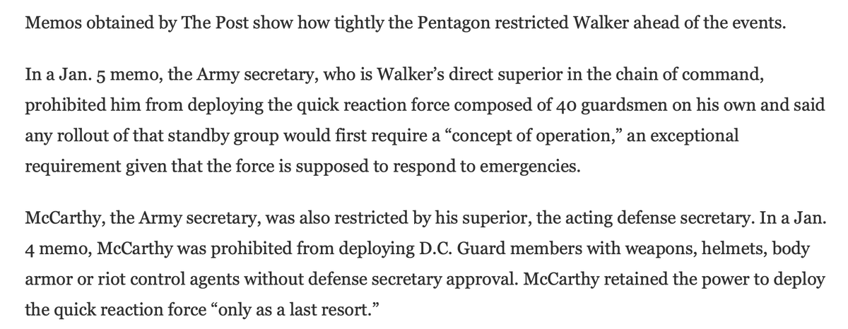 HERE'S HOW PREMEDITATED THIS WAS: JAN. 4: MCCARTHY PROHIBITS EQUIPPING THE NATIONAL GUARD PROPERLYJAN 5: MCCARTHY PROHIBITS EVEN USE OF THE 40-MAN QUICK REACTION FORCEJAN 6: Everyone is busy painting their nails, on some other call, wondering about optics, during a coup. 