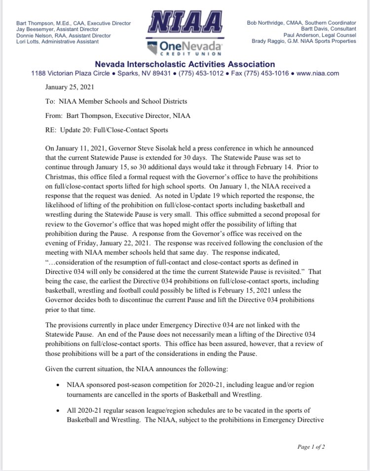 Nevada Interscholastic Activities Association on X: Please join