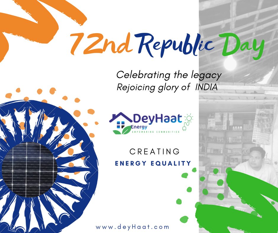 Best Wishes for 72nd Indian #RepublicDay2021 
Proud to be part of creating #energyequality  Nation.
#EmpoweringCommunities #deyhaat #energyaccess #SDG7 #cleanenergy #solarenergy