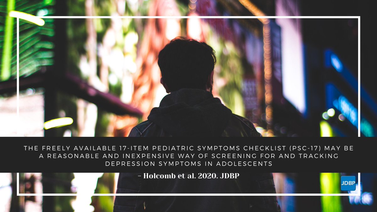 JDBP_online's tweet photo. New study demonstrates the feasibility of using the Pediatric Symptom Checklist-17P to screen adolescents for depression #PSC #Depression #Screening https://t.co/m3qLhB9N15 https://t.co/xfSNnEh7Bj
