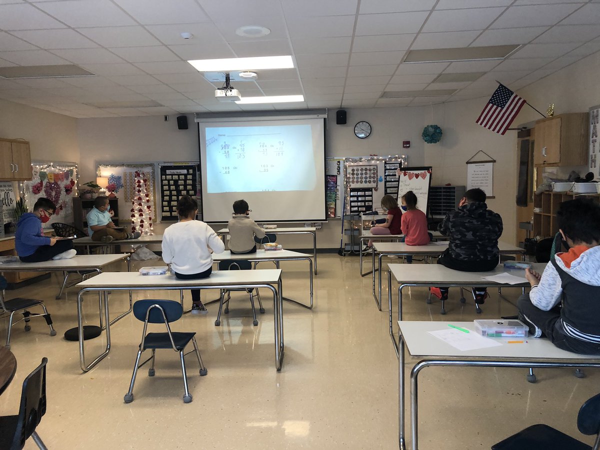 MasonBushes's tweet photo. Sometimes we do math on our desks! 6 feet apart! https://t.co/ZdicOTx3iB