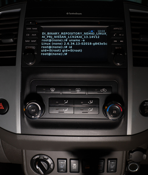 FuzzyAleks's tweet photo. I hacked the computer in my Nissan car and so can you. Writeup and details: https://t.co/dD1xQXiKOo https://t.co/GhZlJoLICu