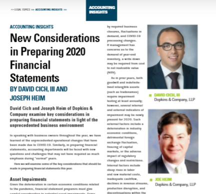 DopkinsandCo's tweet photo. We've gone national! Check out Dopkins article, New Considerations in Preparing 2020 Financial Statements in @SFNet_National (pg 44-45) via David Cich, CPA and @JosephHeimCPA:  https://t.co/K6KrB0u1oh https://t.co/ktwRrYyCCC