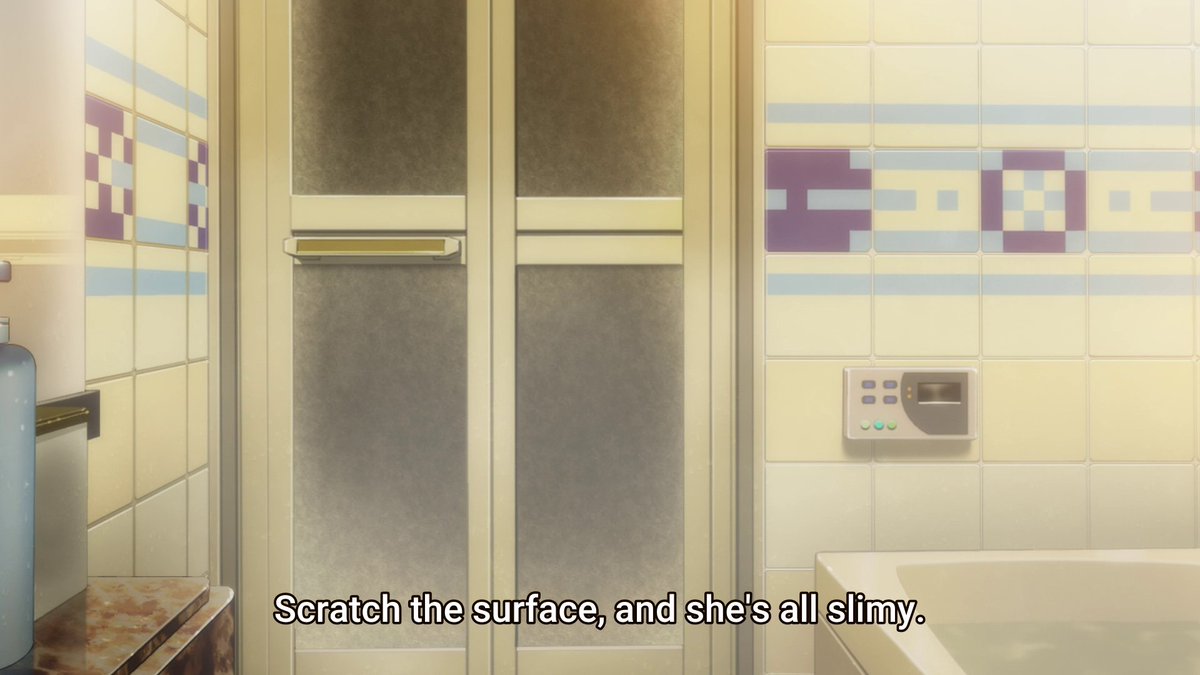 The lines being spoken about how "scratching the surface" reveals how people are "slimy" is paralleled with her self-harm cuts. She's literally scratching the surface of herself to reveal the slimy layer underneath her skin. She views herself as slimy and hates herself.