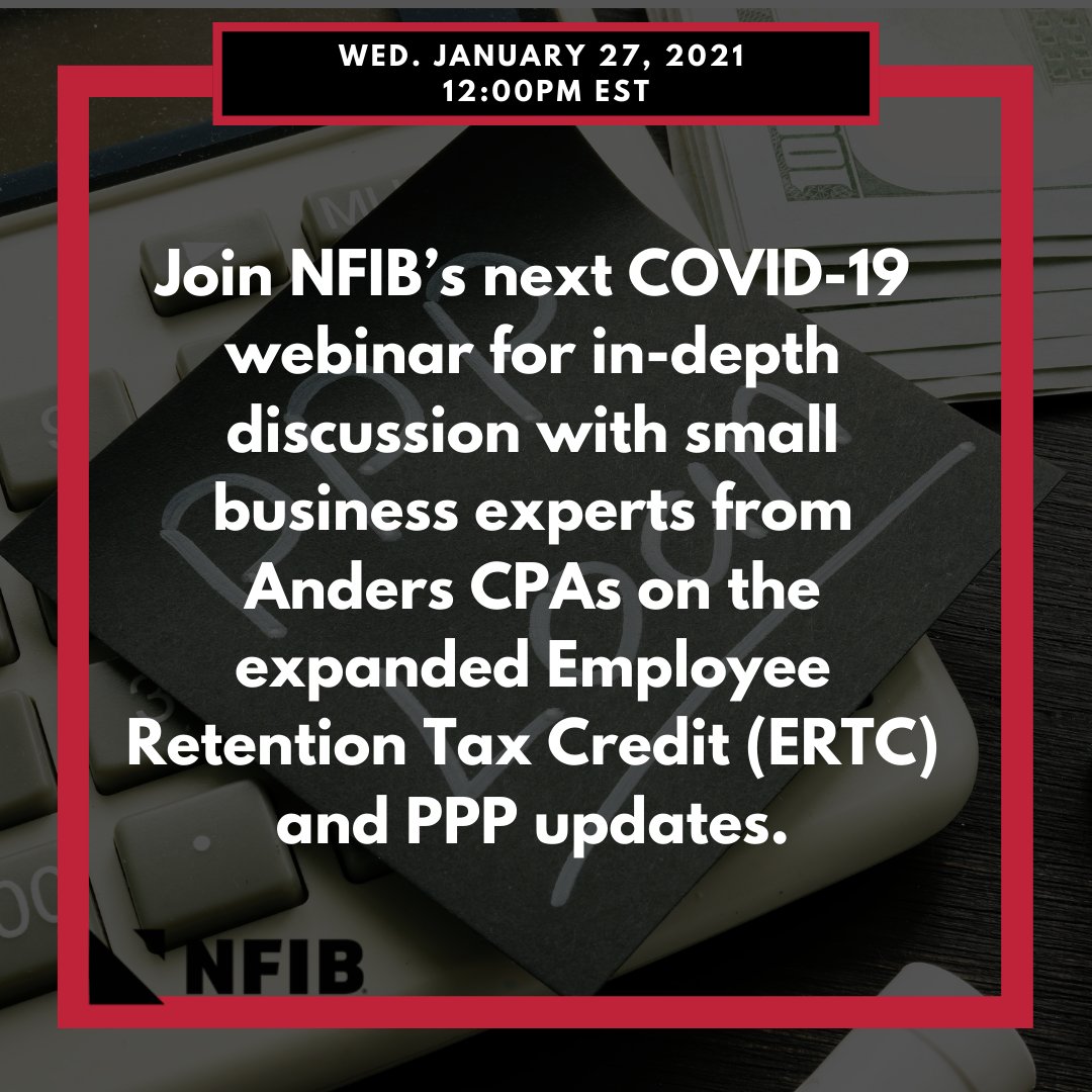 ValleyInnov's tweet photo. Join NFIB webinar January 27th at 12pm as Anders expert CPAs and financial consults tell you what you need to know for your business. RSVP here :https://t.co/VowKpDFxrJ
#cpa #nfib #ppploan #ertc #smallbusiness #covid https://t.co/VCgZIqyLDT