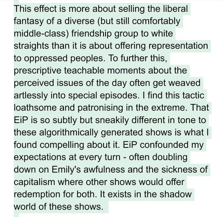 therightlube's tweet photo. We also think about how Emily's basic or 'ringarde' identity is almost refreshing at a time of 'woke wash' advertising and faux allyship from ppl who r merely the footsoldiers of capital. 🥖 https://t.co/lpv4PFBYAr