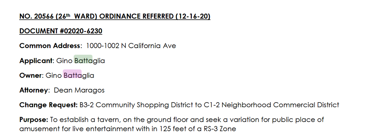It's not a major zoning change. It allows for a new tavern and live music.