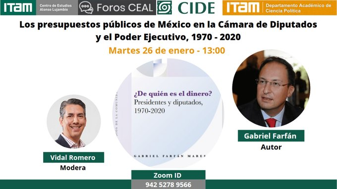 En una hora nos conectaremos con el Dr. Gabriel Farfán (<a href="/GabrielFarfnMar/">Gabriel Farfán Mares</a>) para discutir los presupuestos públicos de México en el marco de la presentación de su libro "¿De quién es el dinero?".

¡No se lo pierdan!

Modera <a href="/vidalromero_/">Vidal Romero</a>