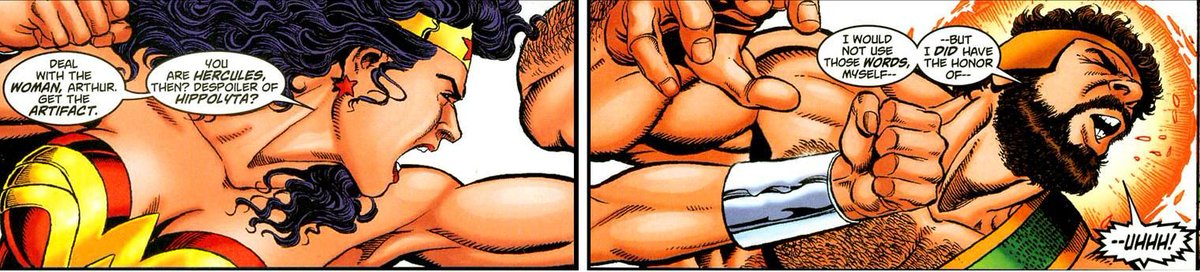 DarronRanston's tweet photo. @JamesGunn Maybe Magneto killing Red Skull? Or when Rocksteady break's Donny's shell in the IDW TMNT comics? No, in my mind, the image that always comes first? #ThereWasThatOneTime when Wonder Woman sucker punched Marvel's Herculese! https://t.co/aq6ywBtOZf