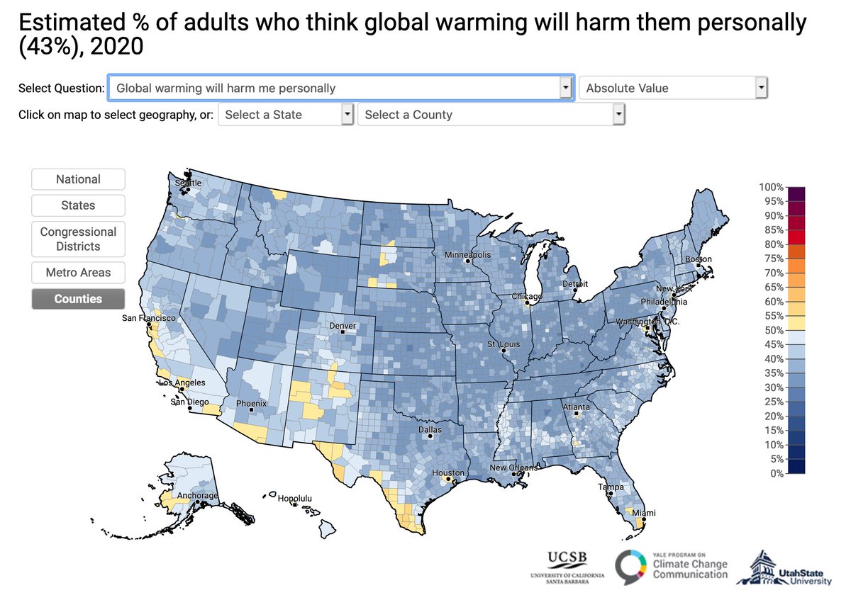 PS. For the data on why talking about it is so important, check out these three maps from  @YaleClimateComm. If we don't talk about it, why would anyone care? And if no one cares, how will we act?