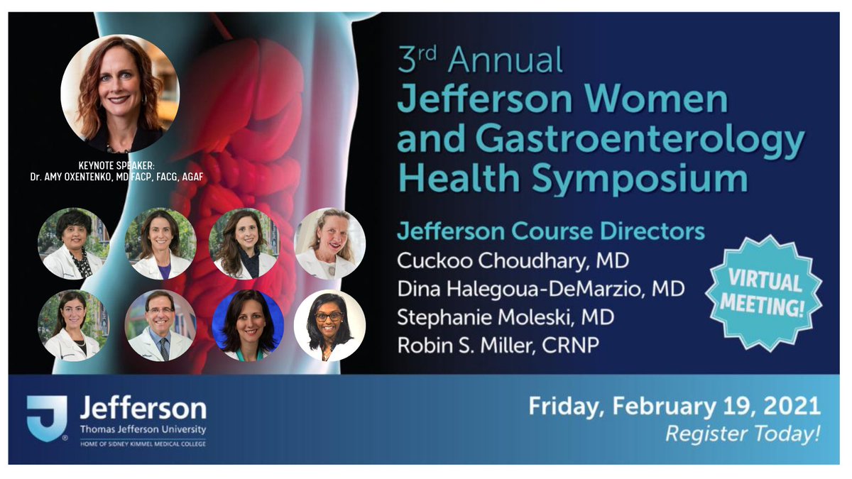 Austin Chiang, MD MPH FASGE FACG (@austinchiangmd) on Twitter photo Check out the 3rd Annual Jefferson Women and GI Health Symposium (Virtual) featuring keynote speaker the one and only Dr. <a href="/AmyOxentenkoMD/">Amy Oxentenko MD</a> on FEB. 19!
Topics include liver disease, IBD in women, bariatric surgery, and more. #WomenInMedicine
MORE INFO:
cme.jefferson.edu/content/women-… Check out the 3rd Annual Jefferson Women and GI Health Symposium (Virtual) featuring keynote speaker the one and only Dr. <a href="/AmyOxentenkoMD/">Amy Oxentenko MD</a> on FEB. 19!
Topics include liver disease, IBD in women, bariatric surgery, and more. #WomenInMedicine
MORE INFO:
cme.jefferson.edu/content/women-…