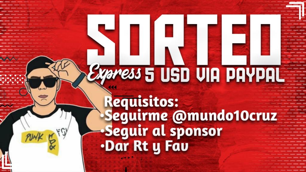 ❌SORTEO EXPRESS DE 5 DOLARES POR PAYPAL ❌
⚠️REQUISITOS⚠️
-SEGUIRME <a href="/mundo10cruz/">CRUZ</a>
-SEGUIR <a href="/valedany07/">v a l</a>
- DAR RT Y FAV
💰GANADOR EN 120 MINUTOS 💰