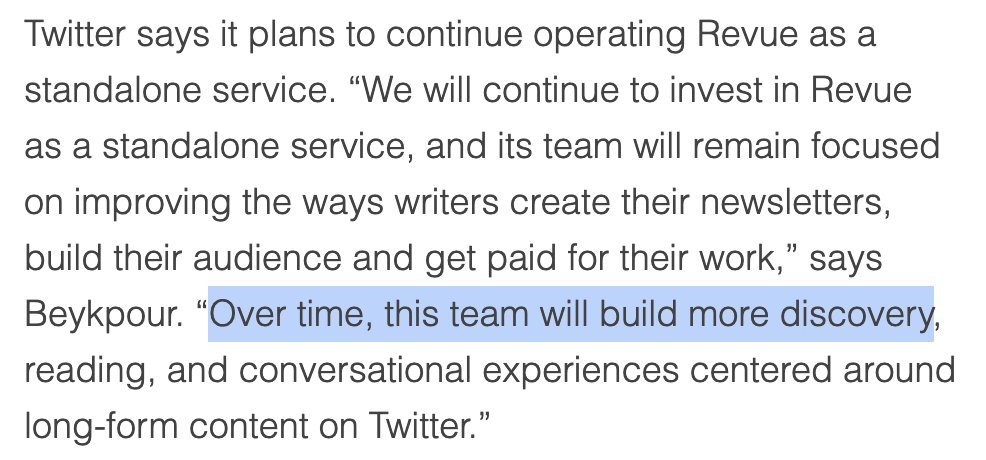 “Nothing is gonna change,” they promise. It's just free now. But then they say this: "Over time, this team will build more discovery..." Record scratch. “Discovery” is just business speak for feeding people from The Algorithm.