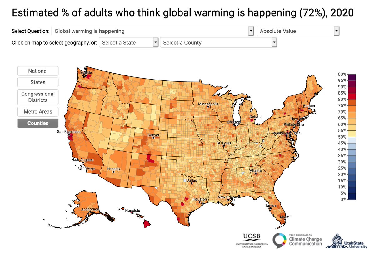 PS. For the data on why talking about it is so important, check out these three maps from  @YaleClimateComm. If we don't talk about it, why would anyone care? And if no one cares, how will we act?