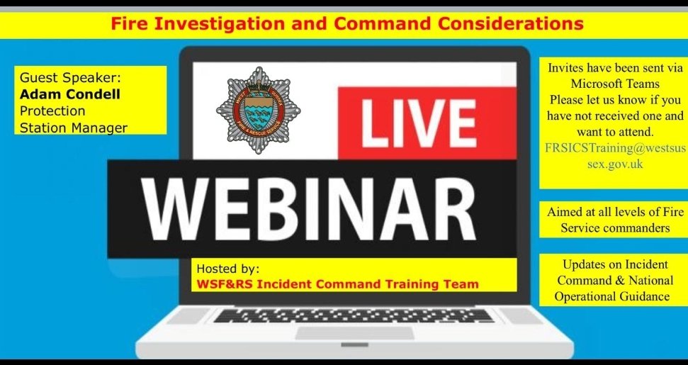 Next Command webinar is on the 4th February so check your emails for  the invite guest speaker @AdamCondell  #fireinvestigation #webinar