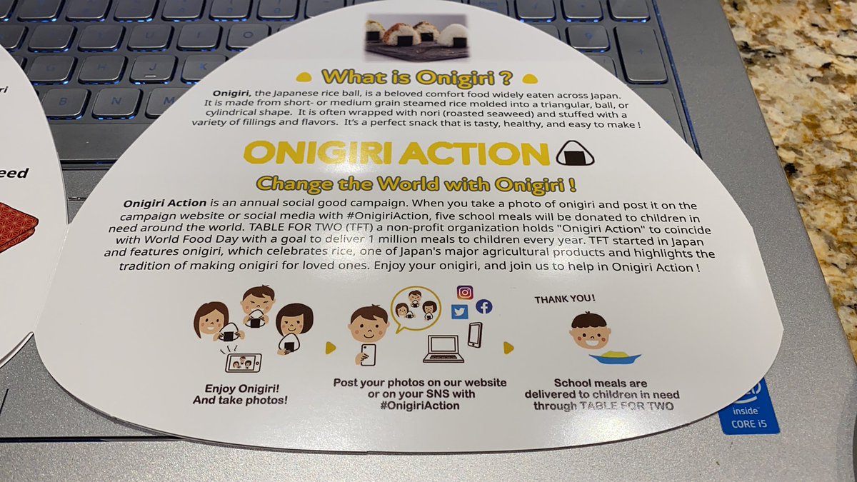 DunnettKaylin's tweet photo. Onigiri Action is a charitable campaign as well. While the campaign is typically done in the fall, posting a photo of onigiri with the #OnigiriAction website sponsors a meal for up to 5 children in need. #ASUSILC https://t.co/RNtviYahQz