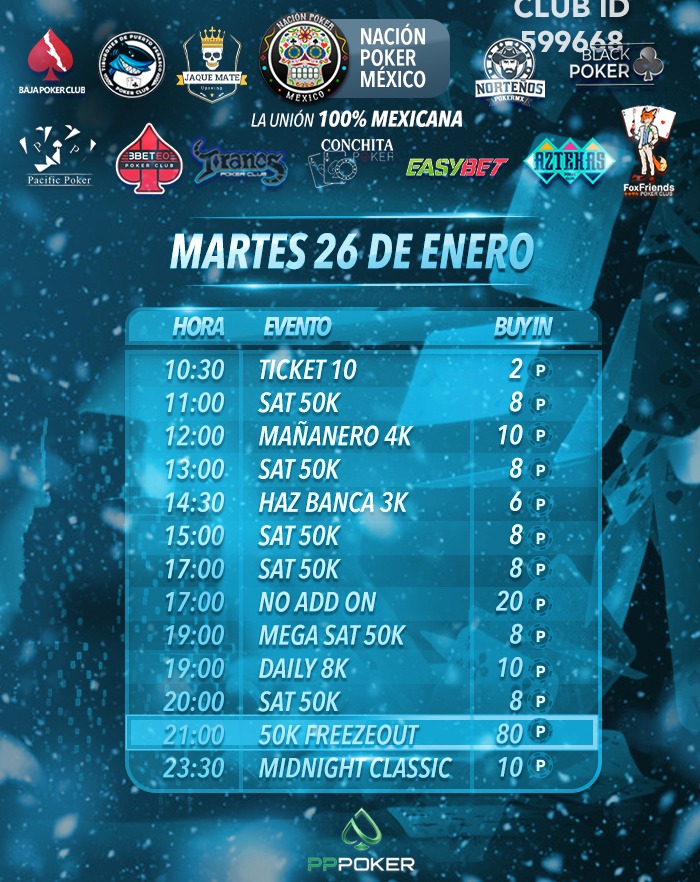 *Promoción del Martes*

Dar like y Retweet a la publicación.

Para entrar a un torneo entrada gratis para competir por 1er Lugar *12 fichas* para Jugar cash Plo5 Omaha y 2do lugar *10 fichas* para Texas 0.1/0.2

#WhatsApp 📲 cutt.ly/1dBQk8U