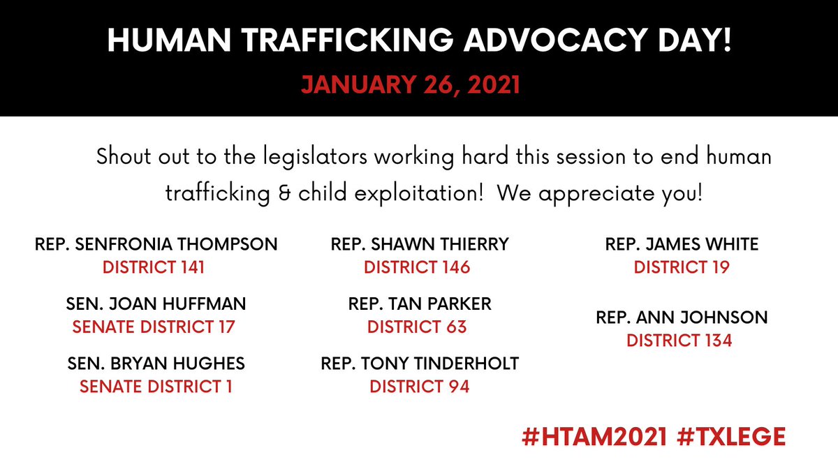 childrenatrisk's tweet photo. We are also grateful for the #txlege champions working to pass laws this session to #endtrafficking, support survivors, and increase protections #forchildren! 

Here's a list of HT related bills filed so far: https://t.co/df5tXEdk2U

#HTAM2021 https://t.co/gu5la6hsyn
