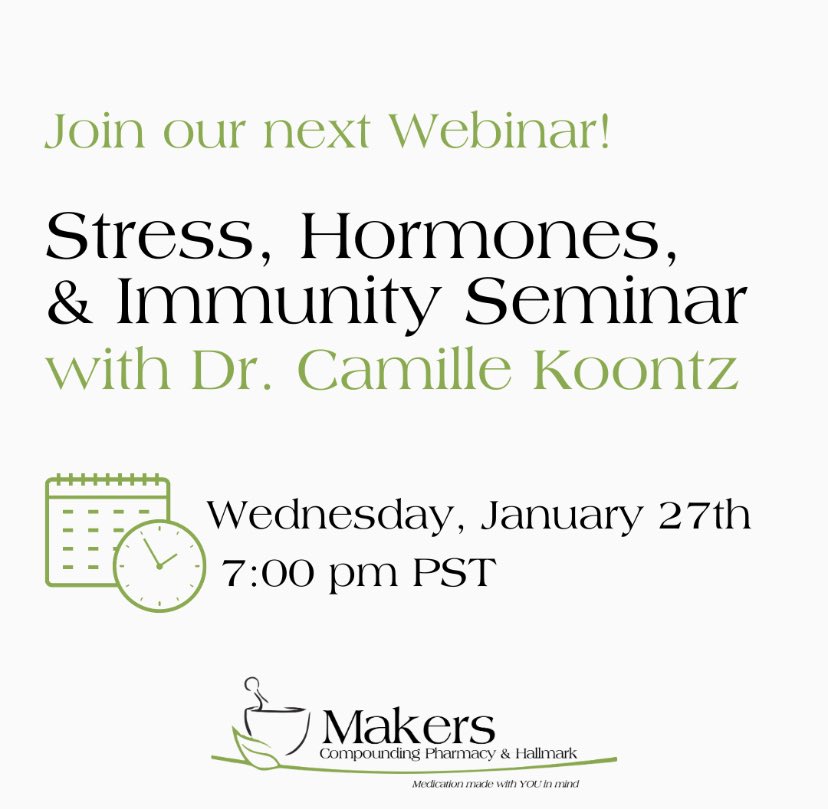 makerspharmacy's tweet photo. Boost your immunity, take control of your hormones, and fight stress! 

Who wouldn’t want that?! Join us tomorrow night with Dr. Camille Koontz!🌱👩‍⚕️
 
#MakersRX x @ResiliencNatMed 

💻 https://t.co/Sym1D8JuQM https://t.co/v26yw1q7cs