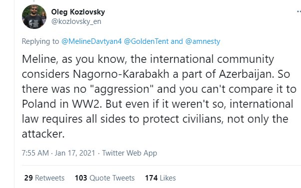 2020  #Artsakh  #Karabakh  @amnesty violent repression to protect territorial integrity over self-determination principle: GOOD'no aggression' in the 'legal' meaning you know. It's not like if the aim of International law was peace & security