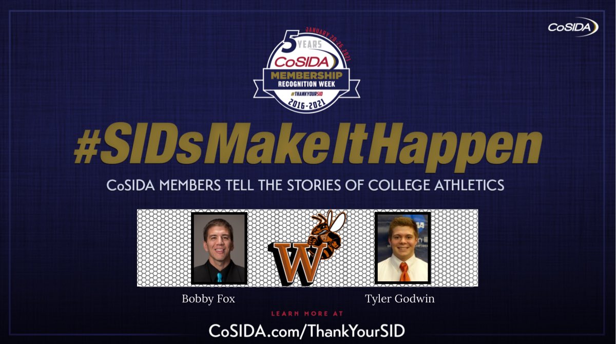 WaynesburgSAAC's tweet photo. A huge thank you to our story tellers / statisticians / announcers /jack-of-all-trades, SID’s here at @WaynesburgSport! Thankful for the countless hours you guys spend covering our colllegiate careers! #SIDsMakeItHappen 🐝 https://t.co/CuYi4b03sn