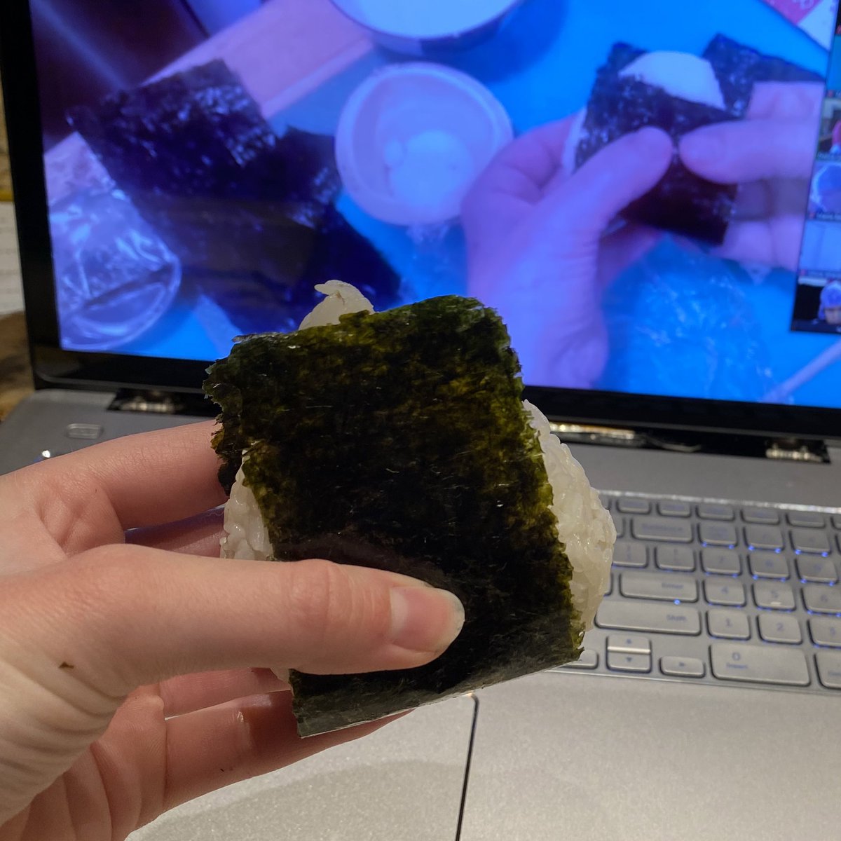 DunnettKaylin's tweet photo. Here is my finished onigiri! This concludes my coverage of the event. (Yes, it was delicious!) #OnigiriAction https://t.co/BAu7joJUPh