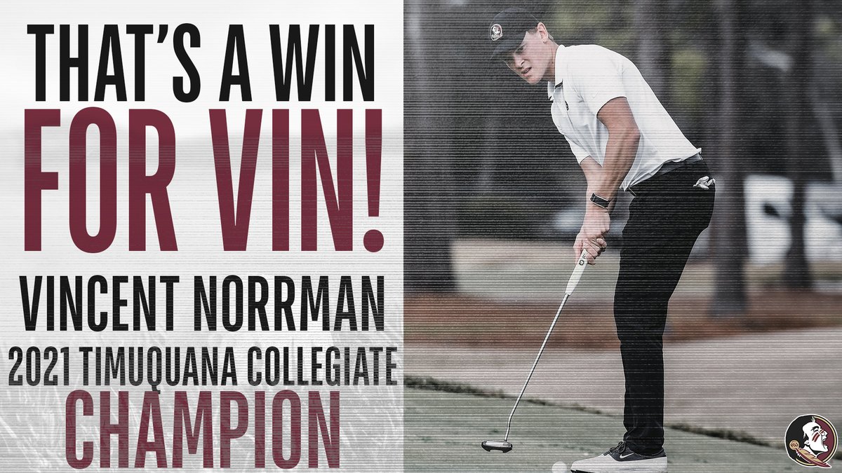 FSUGolf's tweet photo. Make that a W for @VincentNorrman 🏆

He's the Timuquana Collegiate champion at 13-under. https://t.co/XkYzjxb5vu